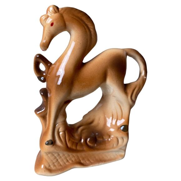 Vintage Ceramic Prancing Horse Figurine: Mid Century Modern Equestrian Decor - Picture 4 of 7